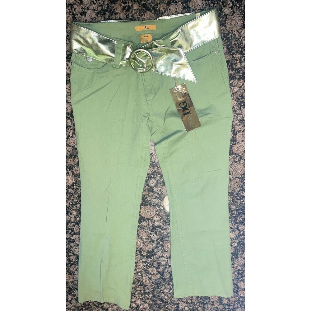 Vintage DG Drama Gold Denim‎ Jeans Lime Green NWT Size 11/12 Original Belt